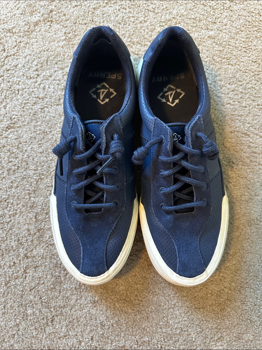 Sperry Women’s Navy Suede Slip-On Sneakers with White Sole